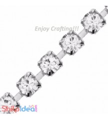 Metal Cup Stone Chain - Silver - 25 inches
